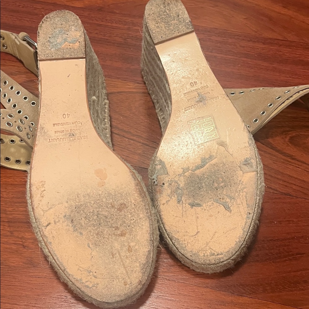 Isabel Marant Tan Espadrille Sandals with Eyelet Accents - Picture 3 of 5